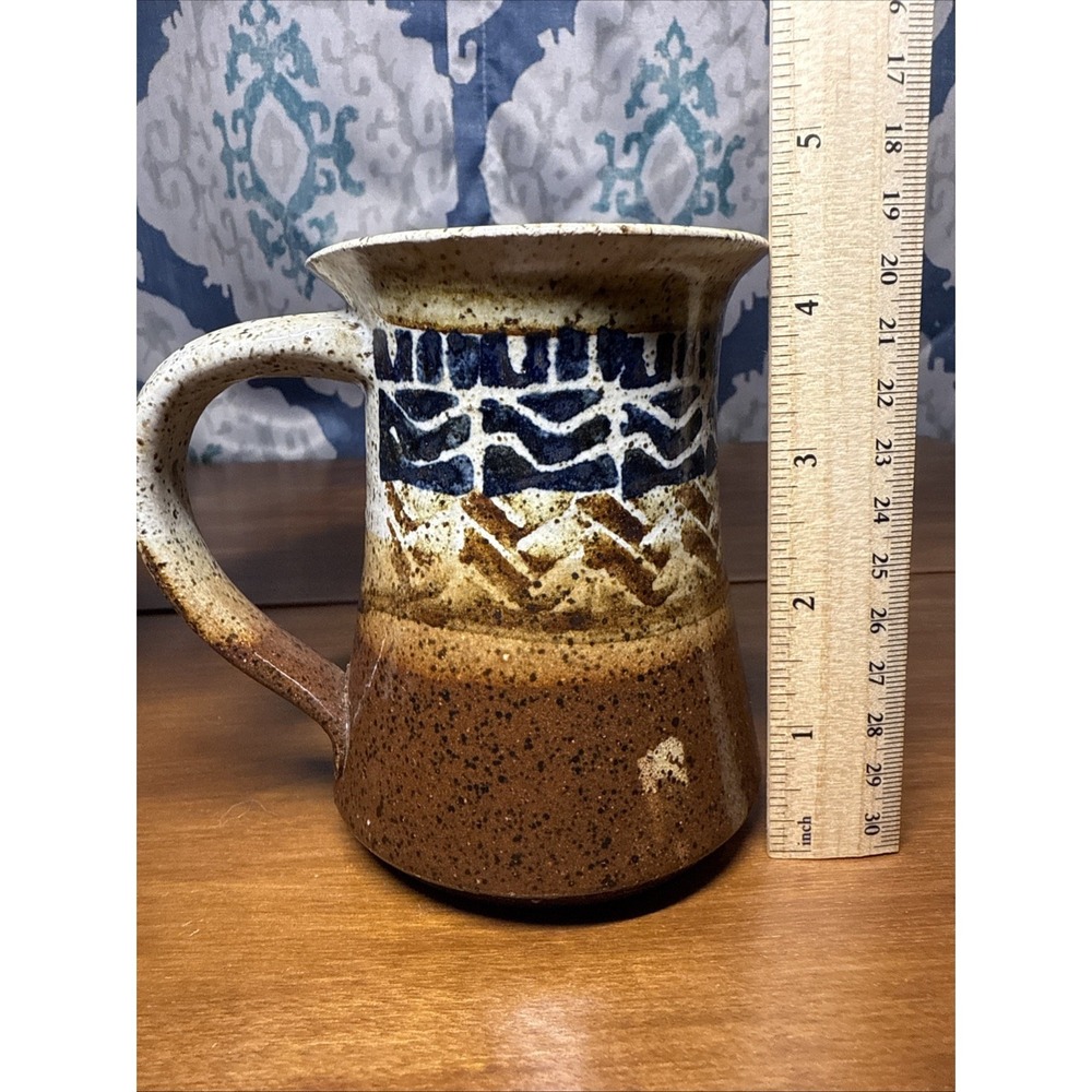Vintage‎ Pottery Mug Handmade Blue, Bown Cream Colors. - Picture 9 of 11